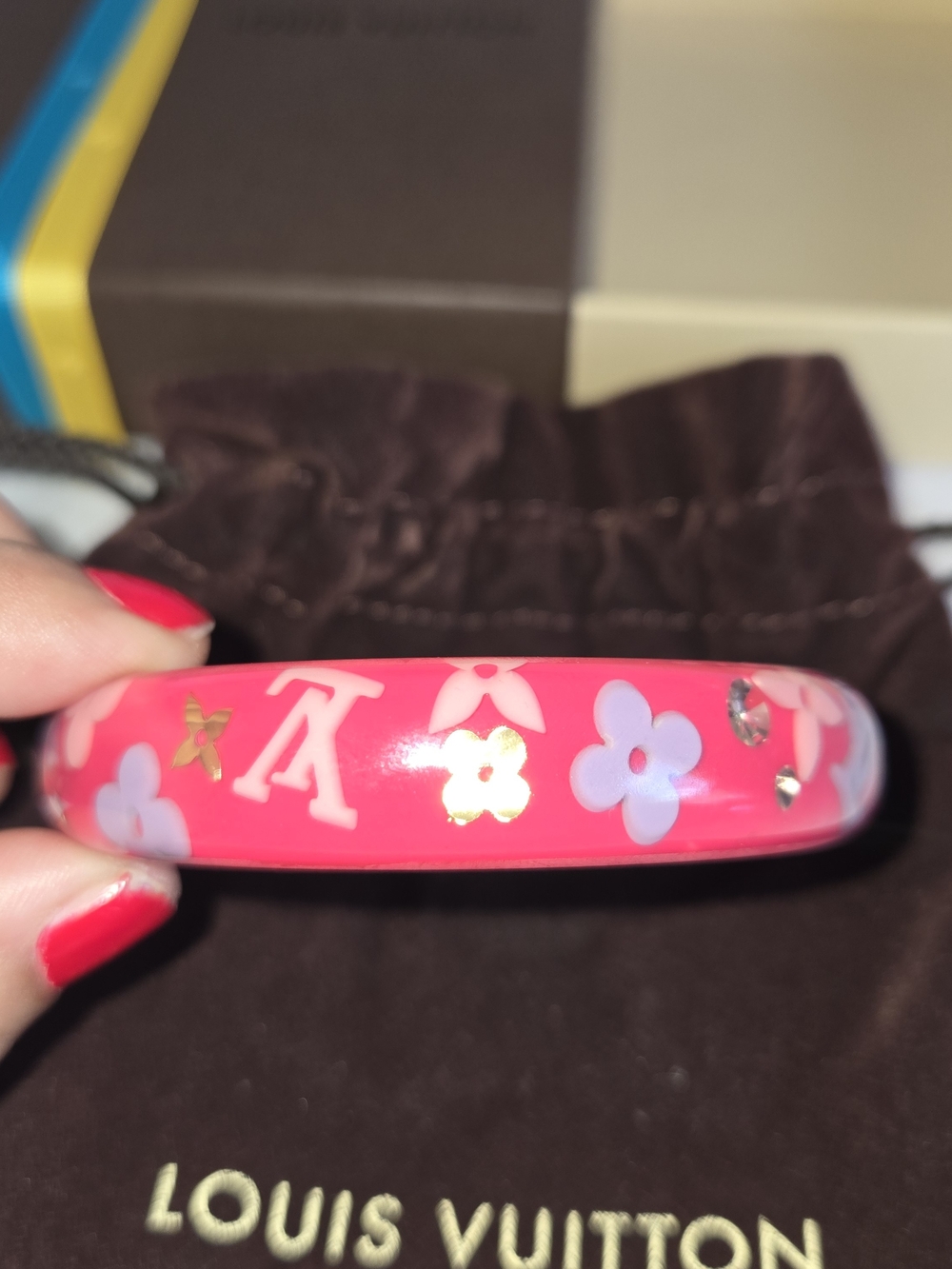 Louis Vuitton Pink Monogram Resin Bangle Bracelet